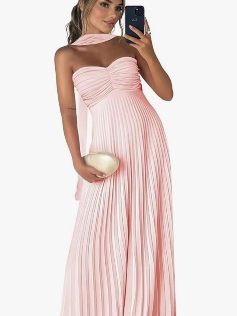 SRETINEZ XS Chiffon and Prom/Bridesmaid Dress, Pleated Strapless with scarf NWT